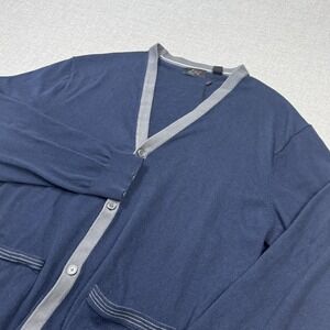 Greg Norman Golf‎ Cardigan Sweater Mens 2XL Blue Cotton Polyester V-Neck Pockets